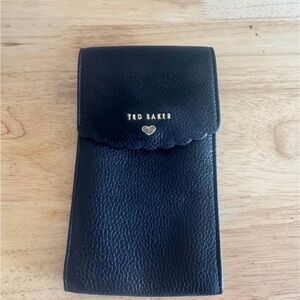 Ted Baker Black Leather Pouch with Gold Heart